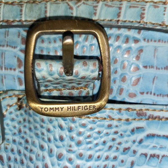 Tommy Hilfiger Vintage Y2K Croc Embossed Shoulder Purse Powder Blue - Picture 13 of 13